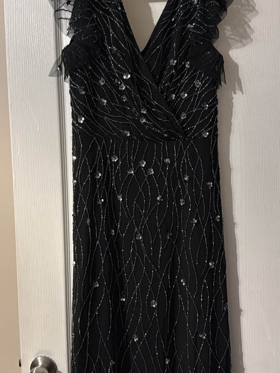 Adrianna Papell Dresses & Skirts - Adrianna Papell Black Beaded Midi Dress with V-Neck